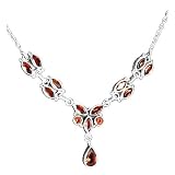 Zoom Produkt-Bild: Halskette Silberkette Collier mit Granat Silber Schmuck