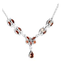 Halskette Silberkette Collier mit Granat Silber Schmuck