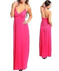 Halter Jersey/Rayon/Spandex Maxi Dress 