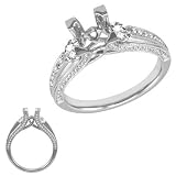 14K White Gold 0.79cttw Round Diamond Semi Mount Engagement Ring
