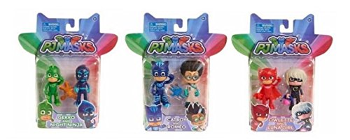 PJ MASKS PJMASKS articulated 3 inch Action Figure Bundle Owlette, Luna Girl, Catboy, Romeo, Gekko and Night Ninja