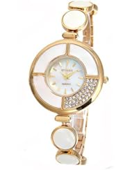 Stylish Quartz Bracelet Style Wrist Watch Analog Watch with Rhinestones for Woman Lady - Gold SWWT1-280969