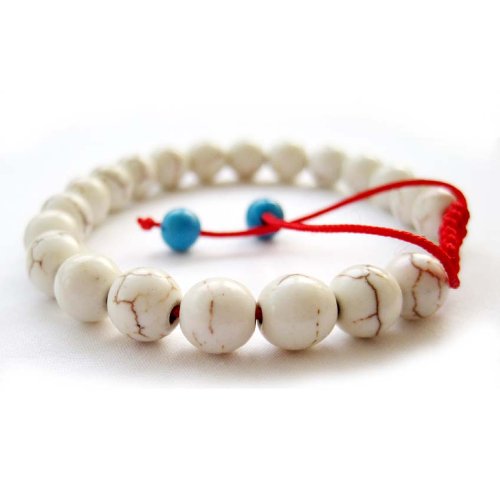 Tibetan Buddhist Wrist Mala Bracelet 8mm Howlite Turquosite Stone Beads