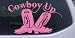 8in X 4.9in Pink -- Cowboy Up With Boots Rodeo Western Car Window Wall Laptop Decal Sticker