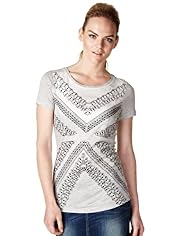 Limited Collection Criss-Cross Embroidered Textured T-Shirt