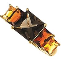 14K Yellow Gold Citrine, Madeira Citrine and Smoky Quartz Ring