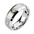 Spikes Tungsten Carbide Brushed Center Beveled CZ Ring