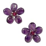 Amethyst earrings, 'Peace Flower' 0.8 W 0.8 L