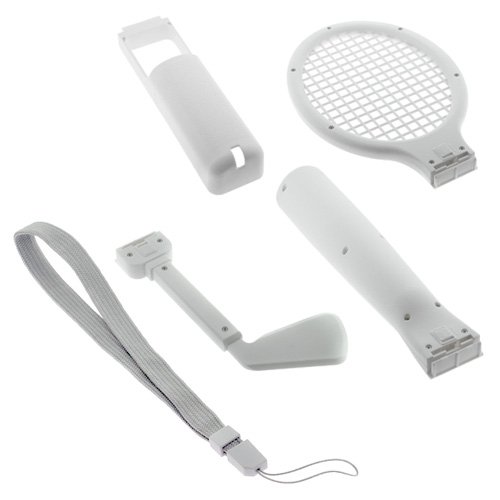 GTMax 3-in-1 Sports Kit - Tennis / Golf / Baseball + Gray Wrist Strap for Nintendo Wii