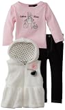 Calvin Klein Girls 2-6X Hooded Vest With Tee And Black Jean
