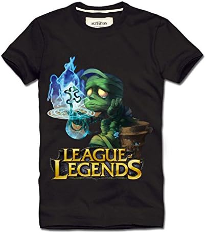 League of Legends Short Sleeve Sad Amumu T-shirt-Black-Large