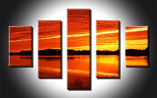 Decor Canvas Prints-5 panels Wall Art Shining Sunset Oil Painting on Canvas Home Decor For Living Room Picture