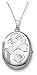 Sterling Silver Engraved Flower 4-Picture Oval Locket, 20"