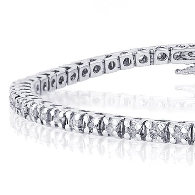 Childrens Toyshop  Jewelry : 1 cttw. Diamond Straight Line Link Bracelet, 14K White