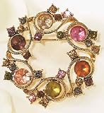 Monet Multi Stone Circle Pin MULTI