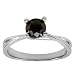 10k White Gold Black Diamond Solitaire Ring (1 cttw)