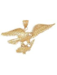 Dazzlers Solid 14 karats gold Eagle Hunting Fish Charm Pendant Available in three colors from jewelsberry (weights: 8.3 grams only)