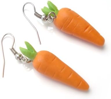 Idin Handmade Earrings - Miniature carrot polymer clay drop earrings
