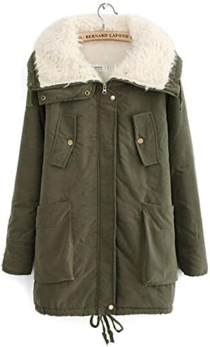 Women's Cotton-padded Coat Hooded Cashmere Wadded Jacket Plus Size MY1(Army Green,2X)