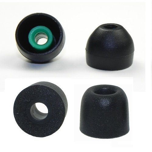 3 Pair, Size Medium, Black + Green - Earphones Plus brand replacement ear cushions, earbuds for most Sony MDR, Creative, Phillips, Sennheiser Earphones, PLUS one pair of Earphones Plus brand, memory foam cushions. (Sizing Information Below)