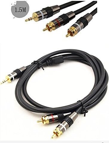 24k gold plated 3.5mm Male to 2-Male RCA [Left / Right] Stereo Audio Cable - Step Down Design Adapter ,Cable for iPhone, iPod, Android Smartphones, Tablets, MP3 Players and More (5 Feet/1.5 Meters)