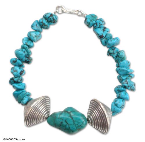 Turquoise bracelet, 'Assertive Mystique' 1 W 7.9 L