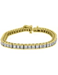 14k Yellow Gold 7.54 Carat Box Shape Princess Diamond Tennis Bracelet