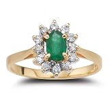 14k Yellow Gold Emerald and Diamond Ring (1/4 cttw, I-J Color, I3 Clarity), Size 7