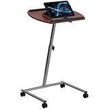 Flash Furniture Angle and Height Adjustable Mobile Laptop Computer Table with Mahogany Top