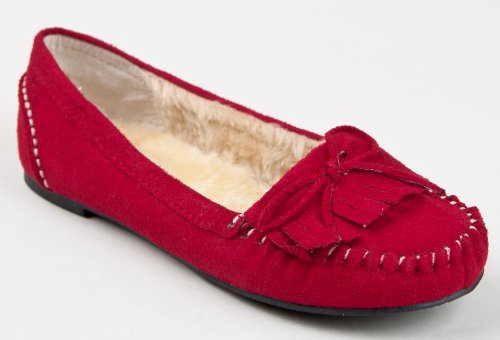 Soda PARRY Casual Comfortable Tribal Fringe Slip On faux Suede Flat Moccasin Shoe
