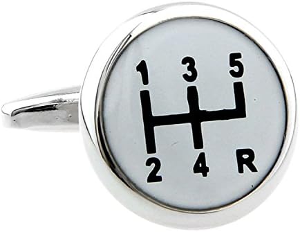 JustSong Silver White Gear Shifter Car Auto Racing Groom Marriage Wedding Cufflinks