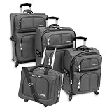 Lightweight 360 Collection 4 Piece Luggage Set Color: Steel Gray
