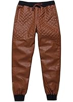 2014 Madhero Men's Brown PU Leather Long Pants A390C#