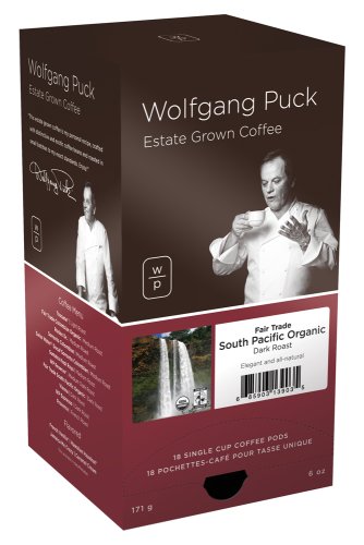 Wolfgang Puck Coffee, Fair Trade Organic South Pacific Dark, 18-Count Pods (Pack of 3)