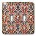 Lee Hiller Designs Retro 70s - Retro 70s Scarf Print Navy, French Blue, Cream and Red - Light Switch Covers - double toggle switch