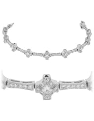 Diamond Bracelet - Plus Minus Diamond Tennis Bracelet in 18k White Gold