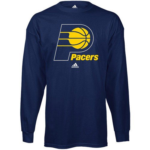 adidas Indiana Pacers Navy Blue Primary Logo Long Sleeve T-shirt (X-Large)