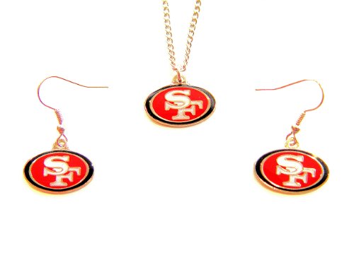 San Francisco 49ers Necklace and Dangle Earring Charm Set NFL
