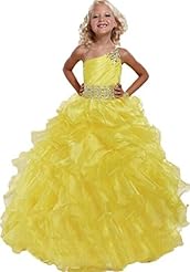 Girls Crystal Crystals Lace Floor Length Organza Flower-Girl Dress/Pageant Dress/Wedding Party Dress 