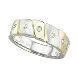 14K Two Tone Gold 0.08 ct. Bezel Set Diamond Wedding Ring