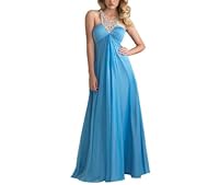 Scoop Neck Belted Empire   Waistline Chiffon Sleeveless Evening Dress  with a Brush/Sweep Train 