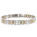 14K Yellow and White Gold 2 Tone 7mm Satin Shiny Track Bracelet - 8''