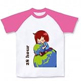 まいまいのどんくさいが28時間放送！　ぱぴこＴシャツ ラグランTシャツ(ホワイト×ピンク) M