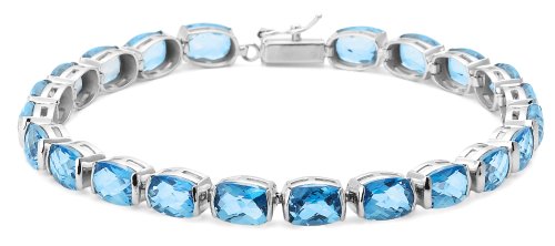 14k White Gold Blue Topaz Tennis Bracelet, 7 1/4
