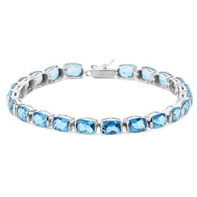 14k White Gold Blue Topaz Tennis Bracelet, 7 1 4 by Amazon.com Collection