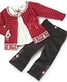 Nannette Baby Girl 3-Piece Cardigan & Pants Set