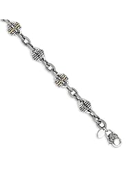 Sterling Silver w/ 14k Yellow Gold Yellow Gold 7.5in Vintage Style Bracelet