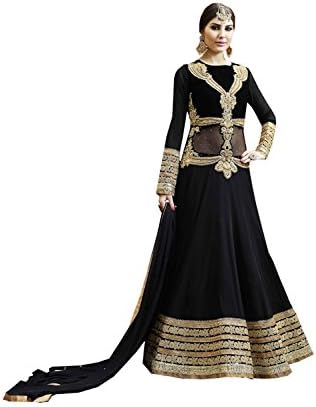 Prach Store A Line Style Black with Butta Work Incredible Unstitched Salwar Kamee