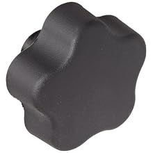 DimcoGray Black Thermoplastic 5 Lobe Fluted Soft Feel Knob Female, Brass Insert: 5/16-18" Thread x 5/8" Depth, 2" Diameter x 1-3/8" Height x 3/4" Hub Dia x 33/64" Hub Length (Pack of 10)