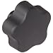 DimcoGray Black Thermoplastic 5 Lobe Fluted Soft Feel Knob Female, Brass Insert: 5/16-18" Thread x 5/8" Depth, 2" Diameter x 1-3/8" Height x 3/4" Hub Dia x 33/64" Hub Length (Pack of 10)